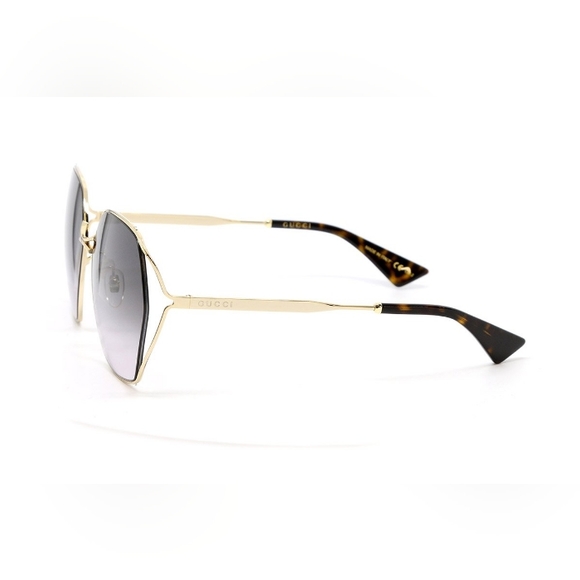 NEW GUCCI WOMEN'S SUNGLASSES GG0818SA 001 GUCCI GOLD FRAME EYEWEAR - Picture 8 of 10